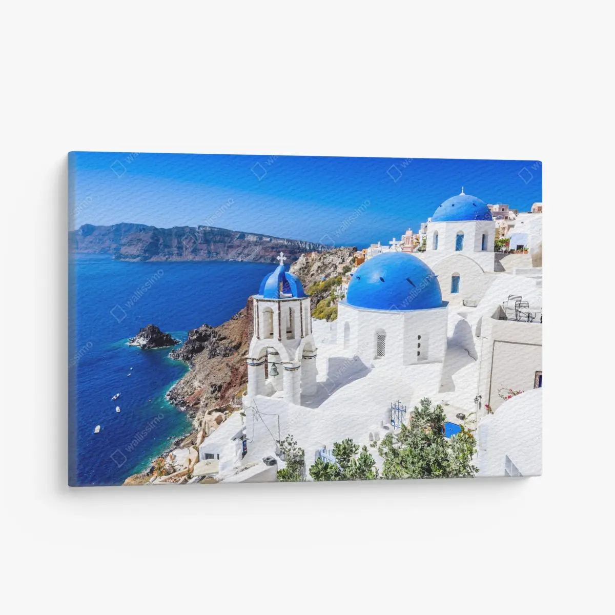 Leinwandbild Santorini blaue kuppeln über der kaldera – Pixers®
