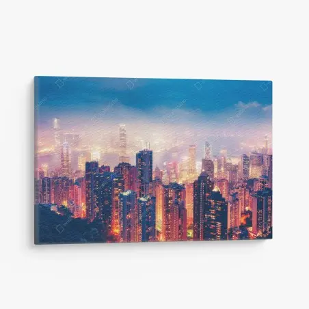 Leinwandbild Hongkong nächtliche skyline vom Victoria Peak – Pixers®