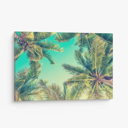 Leinwandbild vintage türkis palmenhimmel – Pixers®