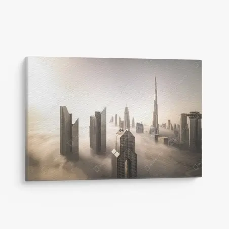 Leinwandbild neblige Dubai skyline über den wolken – Pixers®