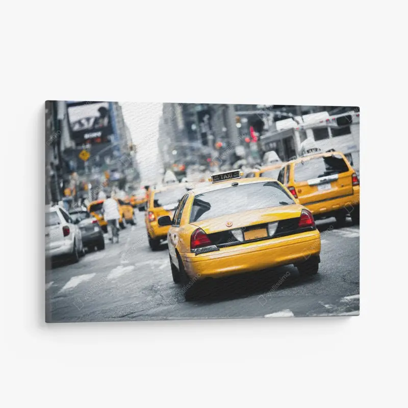 Leinwandbild gelbe taxis in einer belebten straße von New York