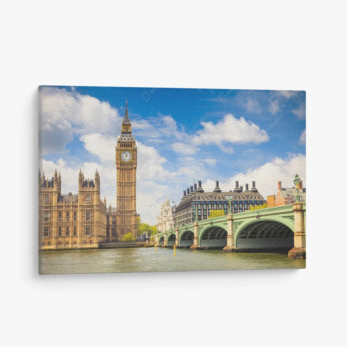 Leinwandbild London panorama mit uhrturm Big Ben und Westminster Bridge – Pixers®
