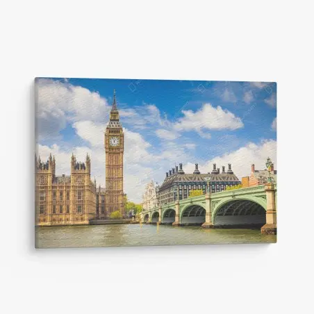 Leinwandbild London panorama mit uhrturm Big Ben und Westminster Bridge – Pixers®