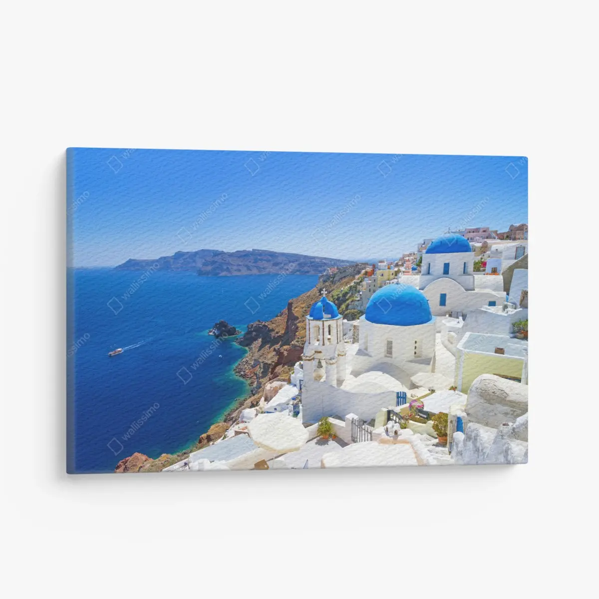 Leinwandbild Santorini blaue kuppeln über der kaldera – Pixers®