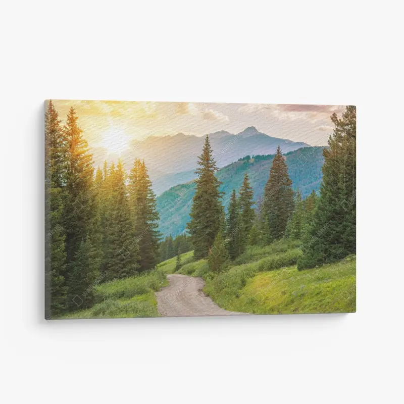 Leinwandbild Colorado bergpfad bei sonnenaufgang