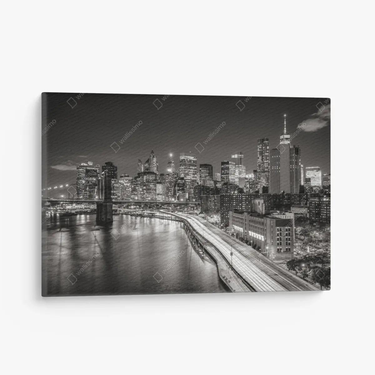 Leinwandbild monochrome stadtsilhouette bei nacht – Pixers®