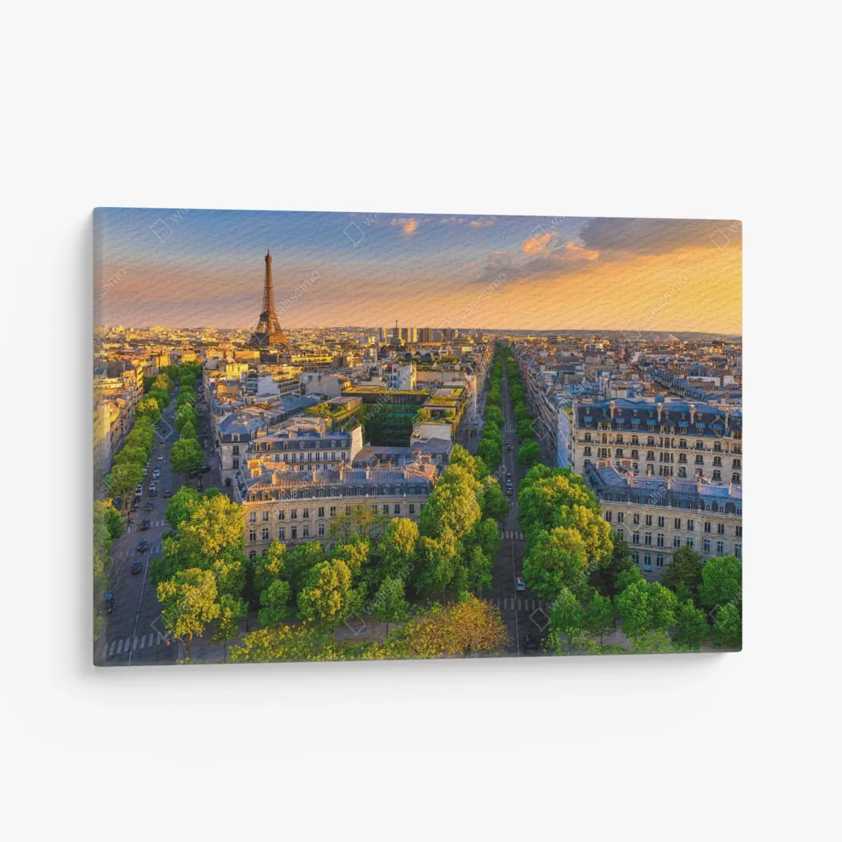 Leinwandbild sonnenuntergang über Paris mit Eiffelturm – Pixers®