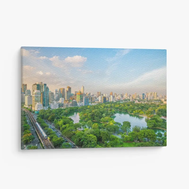 Leinwandbild Bangkok skyline über dem Lumpini Park