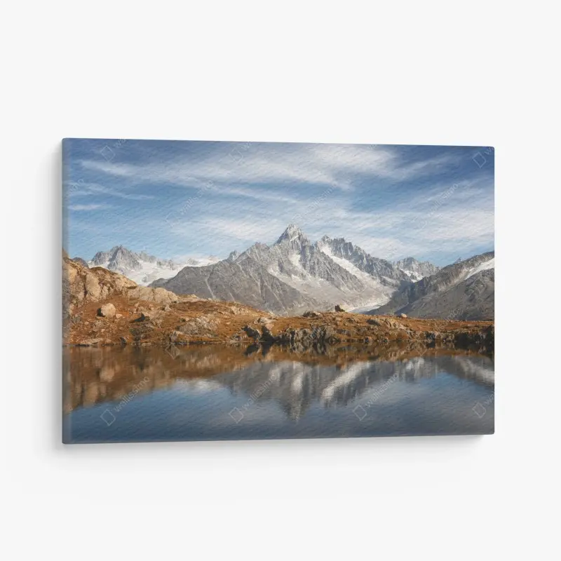 Leinwandbild ruhige alpenberge im see gespiegelt