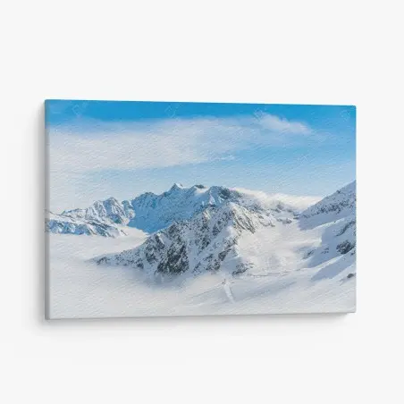 Leinwandbild panorama des Kaunertal gletschers über verschneiten gipfeln – Pixers®