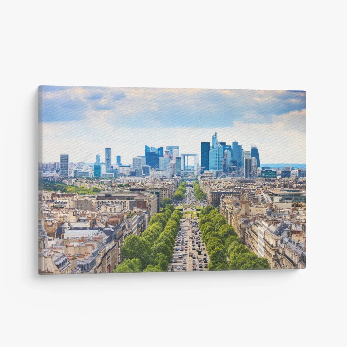 Leinwandbild Paris skyline über baumgesäumter avenue – Pixers®