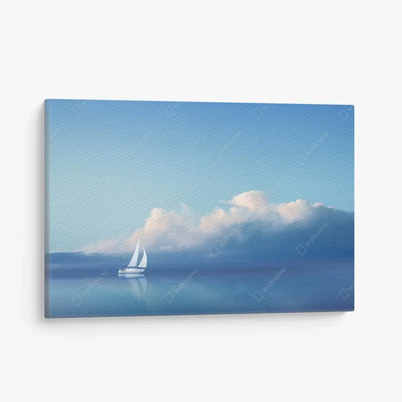 Leinwandbild segelboot auf ruhigem blauem meer