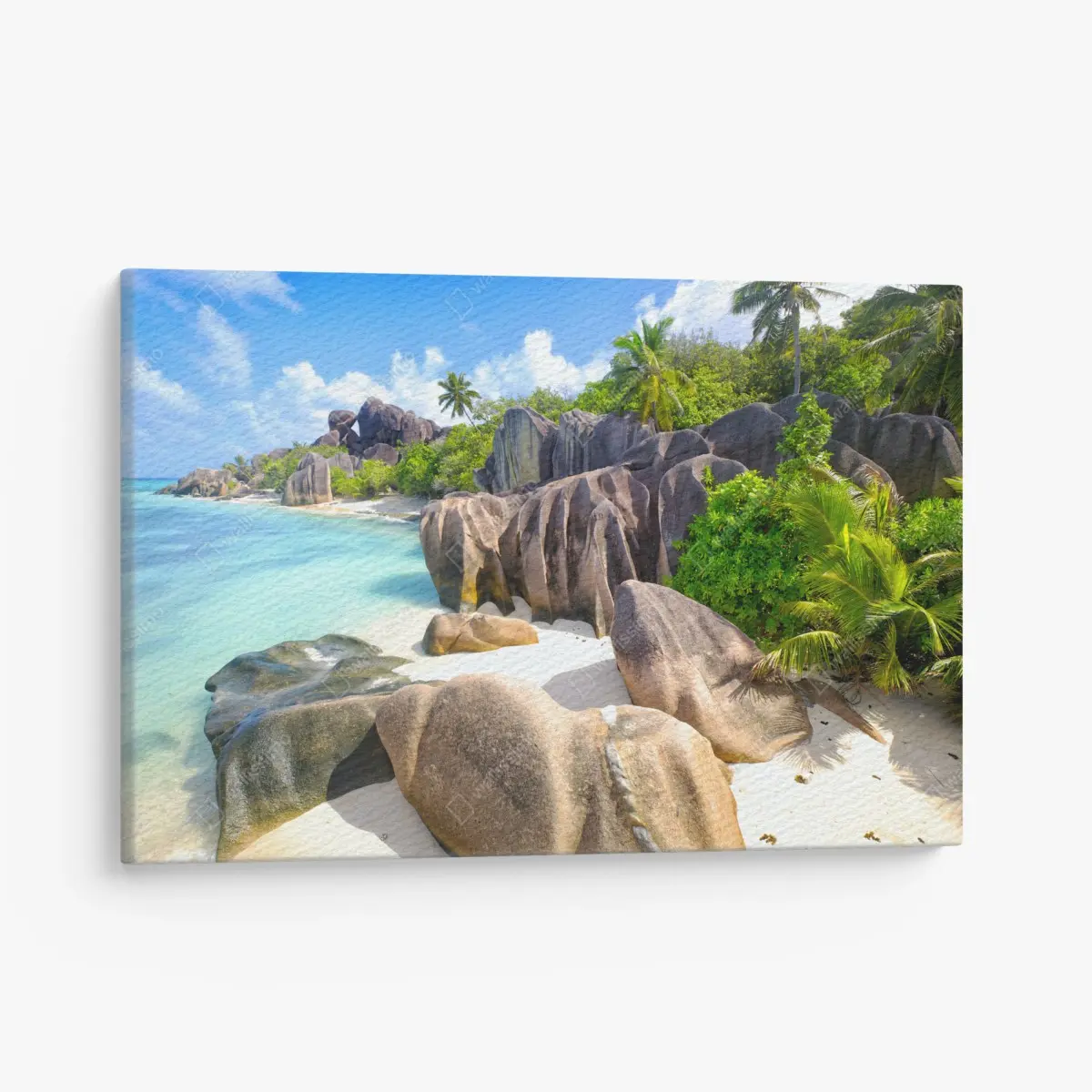 Leinwandbild Anse Source d'Argent, La Digue türkisfarbener strand – Pixers®