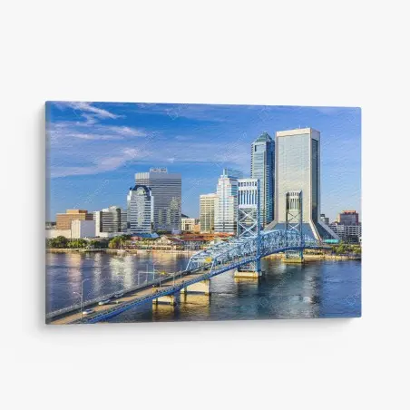 Leinwandbild Jacksonville skyline mit blauem brücke – Pixers®