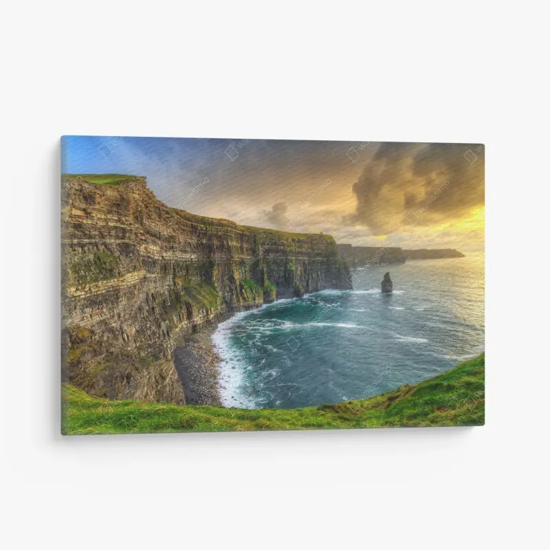 Leinwandbild dramatische küstenklippen bei sonnenuntergang