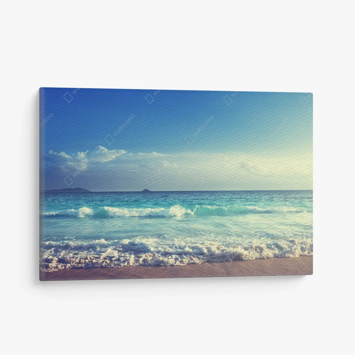 Leinwandbild strand auf den Seychellen bei sonnenuntergang – Pixers®