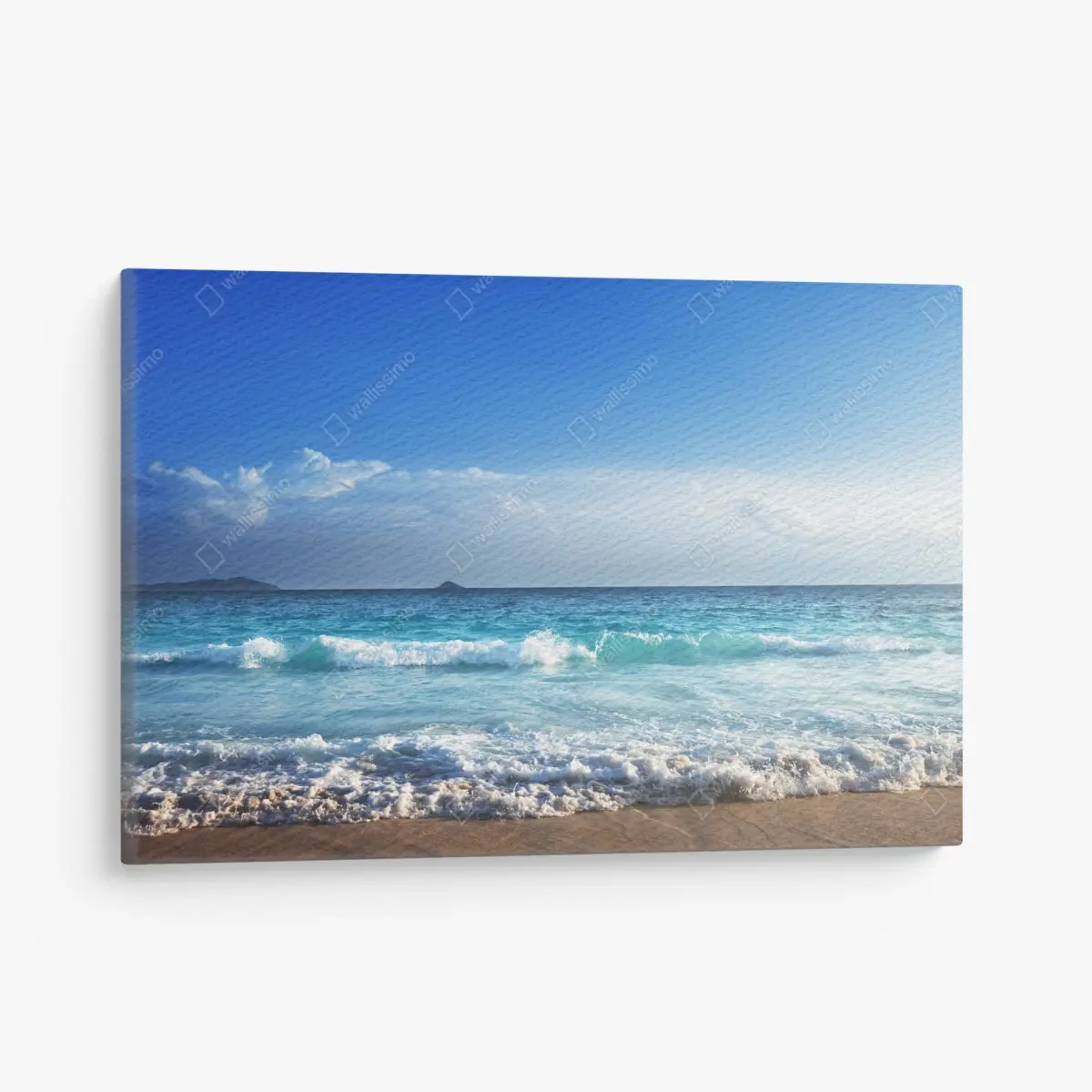 Leinwandbild tropischer strand auf den Seychellen bei sonnenuntergang – Pixers®