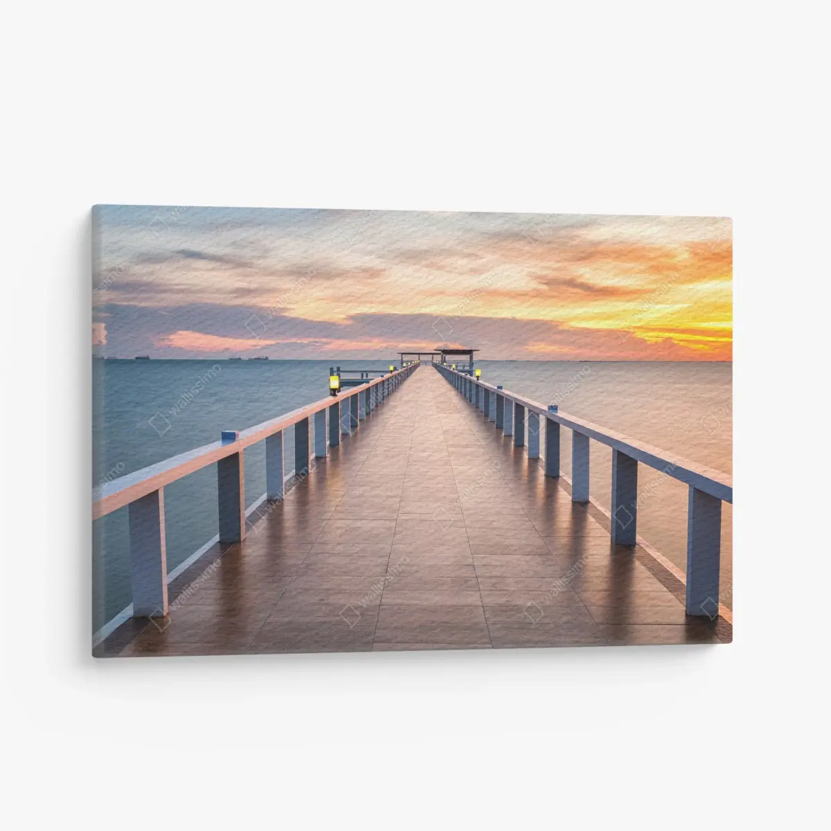 Leinwandbild seebrücke bei sonnenuntergang – Pixers®
