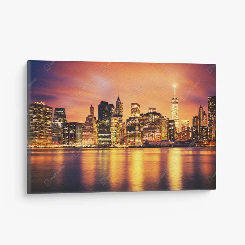 Leinwandbild New York skyline bei sonnenuntergang