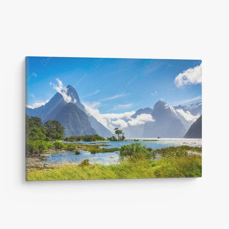 Leinwandbild malerische berglandschaft am fjord