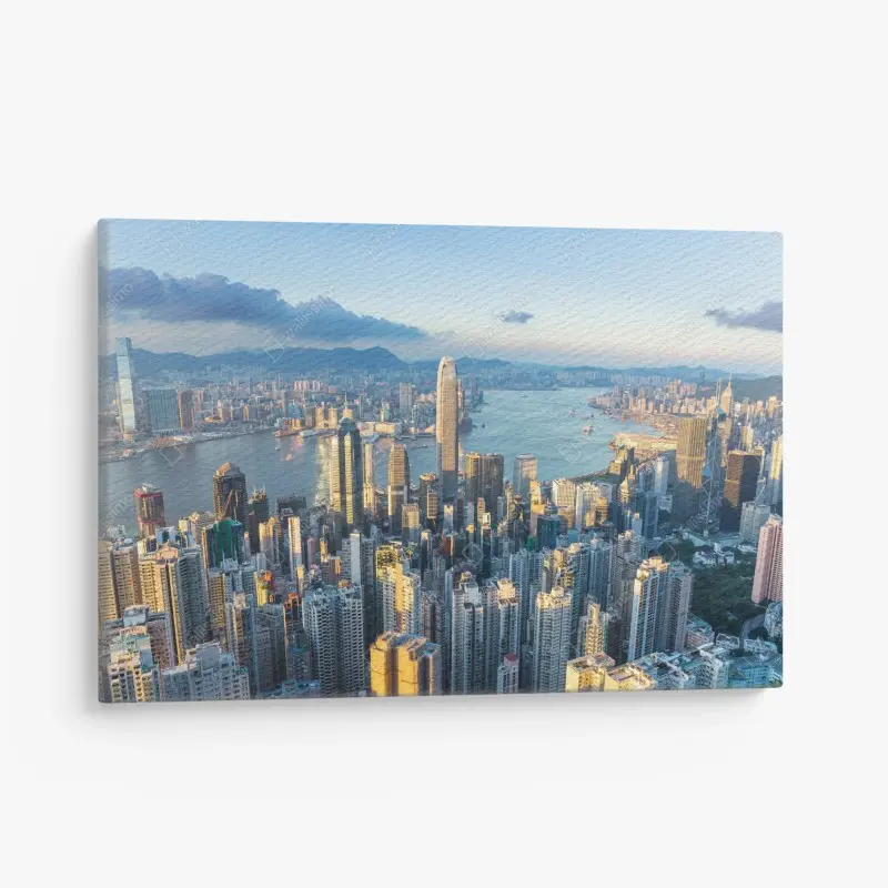 Leinwandbild panorama von Hongkong bei sonnenuntergang
