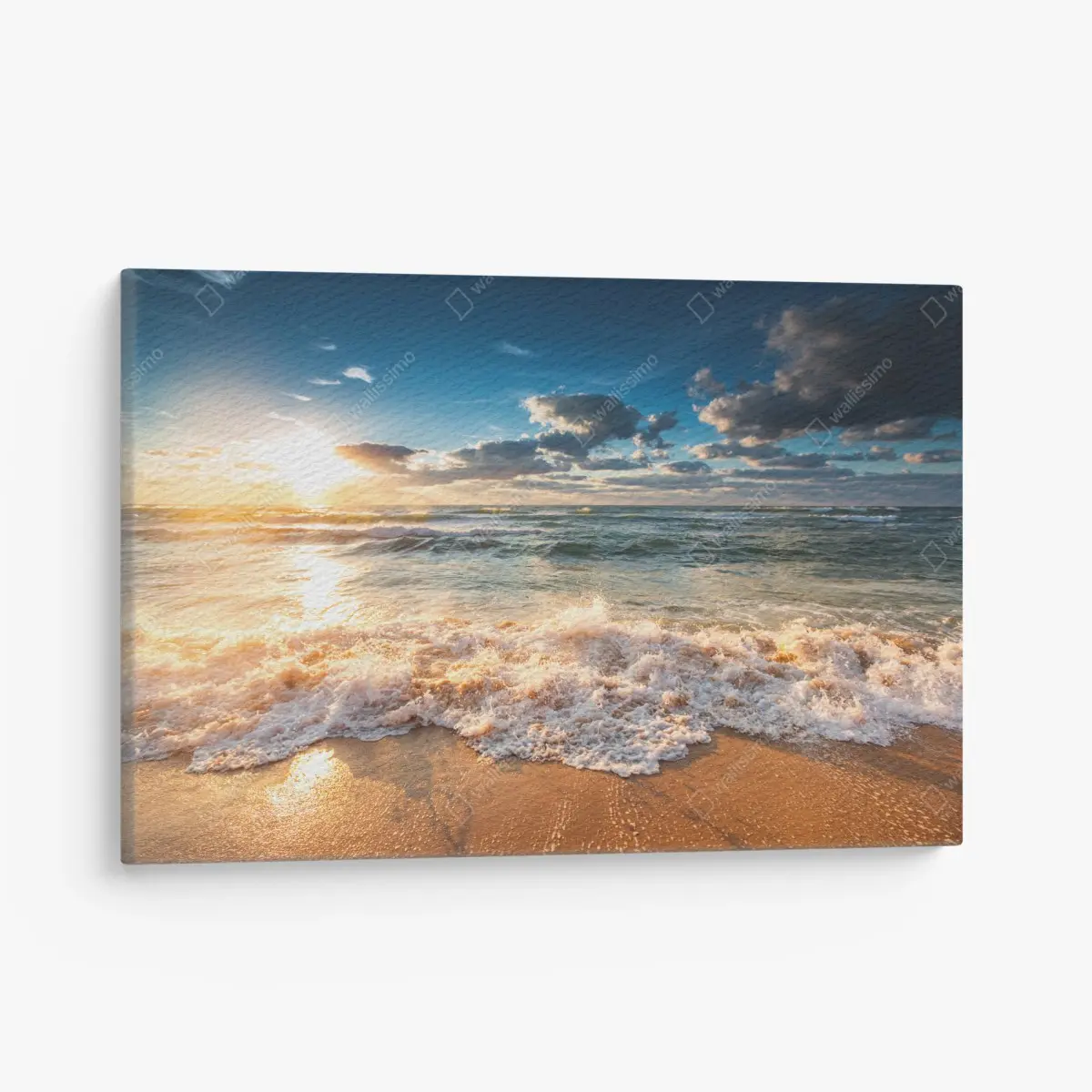 Leinwandbild goldener sonnenaufgang über dem meer – Pixers®