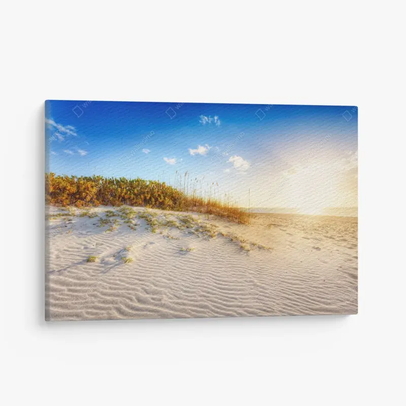 Leinwandbild sonnenuntergang über sanddünen von Grace Bay
