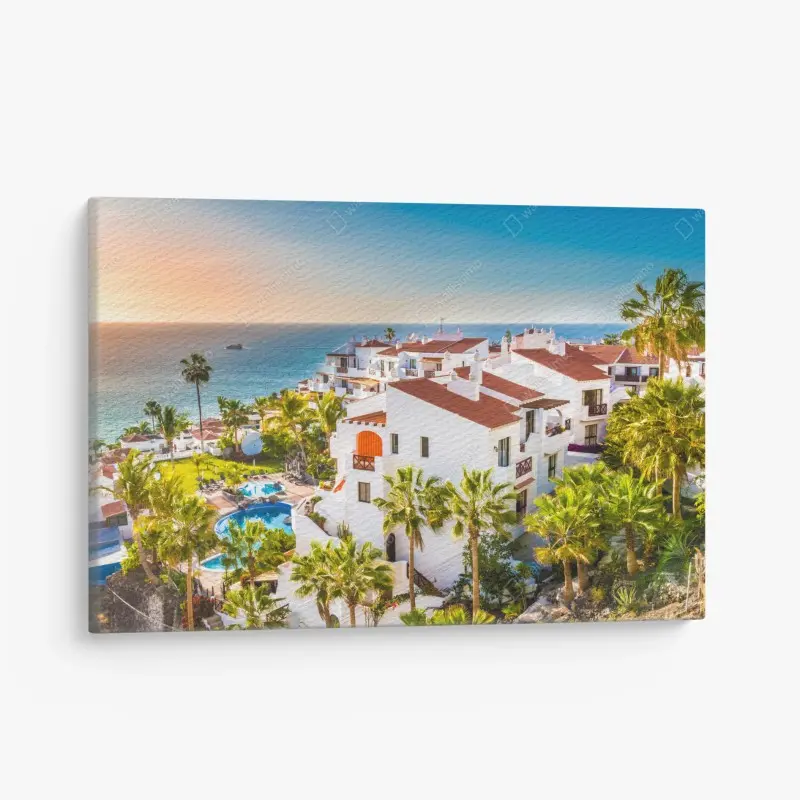 Leinwandbild sonnenuntergang über Puerto de Santiago, Teneriffa