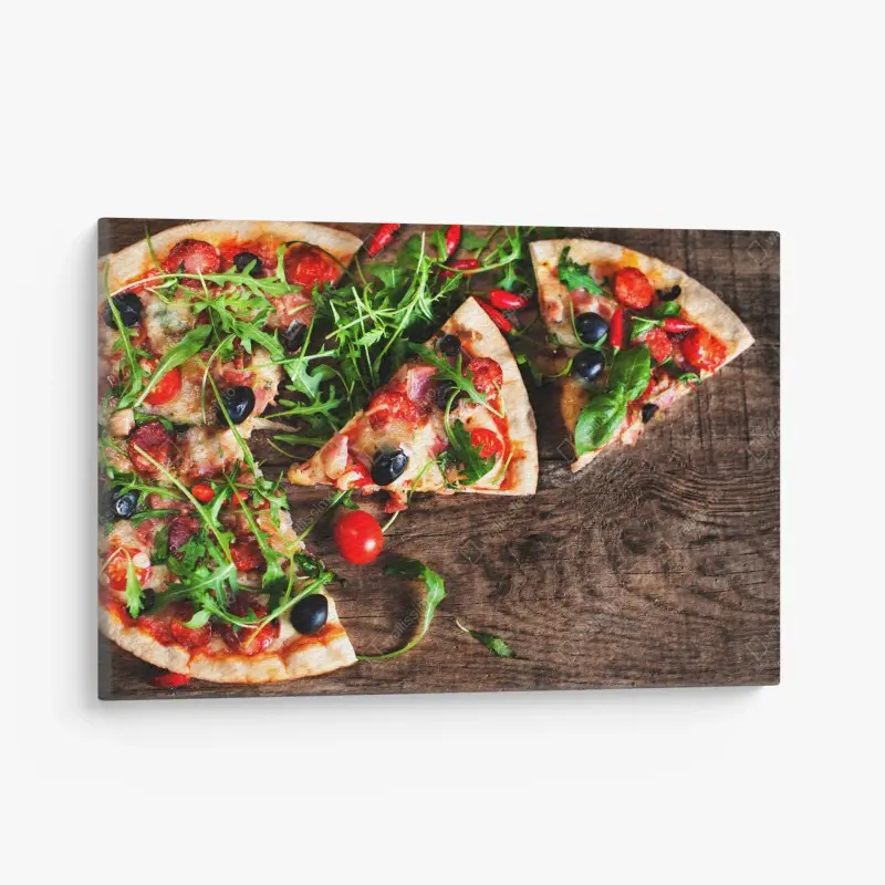 Leinwandbild heiße pepperoni-pizza nahaufnahme