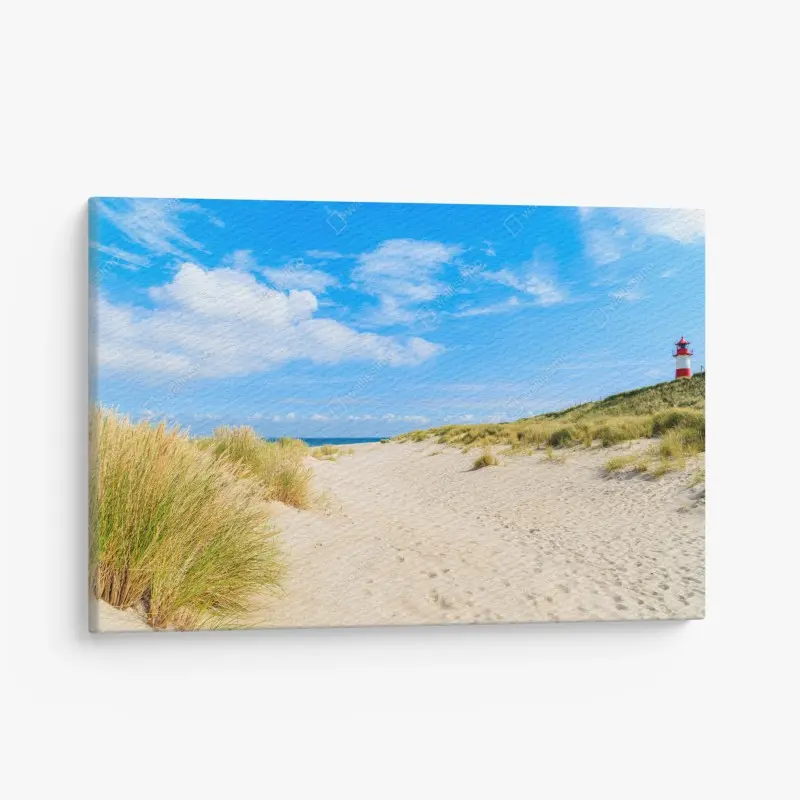Leinwandbild ruhige dünen Sylt mit leuchtturm