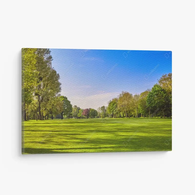 Leinwandbild sonnige panoramaaufnahme eines stadtparks