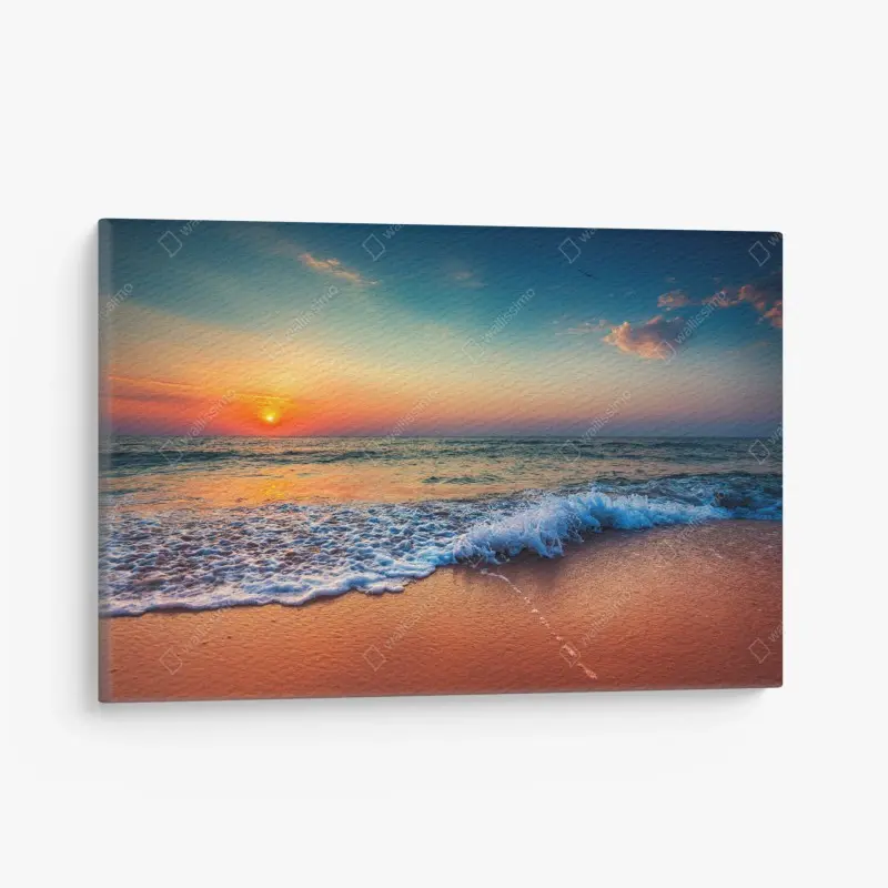 Leinwandbild goldener sonnenaufgang über dem meer