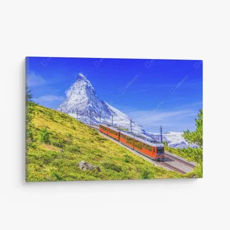 Leinwandbild Gornergrat zug vor dem Matterhorn – Pixers®