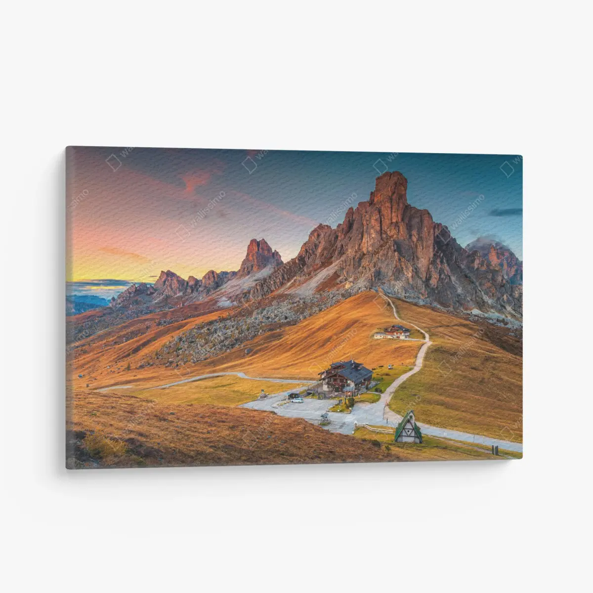 Leinwandbild sonnenuntergang über Passo Giau, Dolomiten – Pixers®