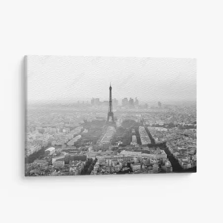 Leinwandbild elegante Eiffelturm luftaufnahme in graustufen – Pixers®