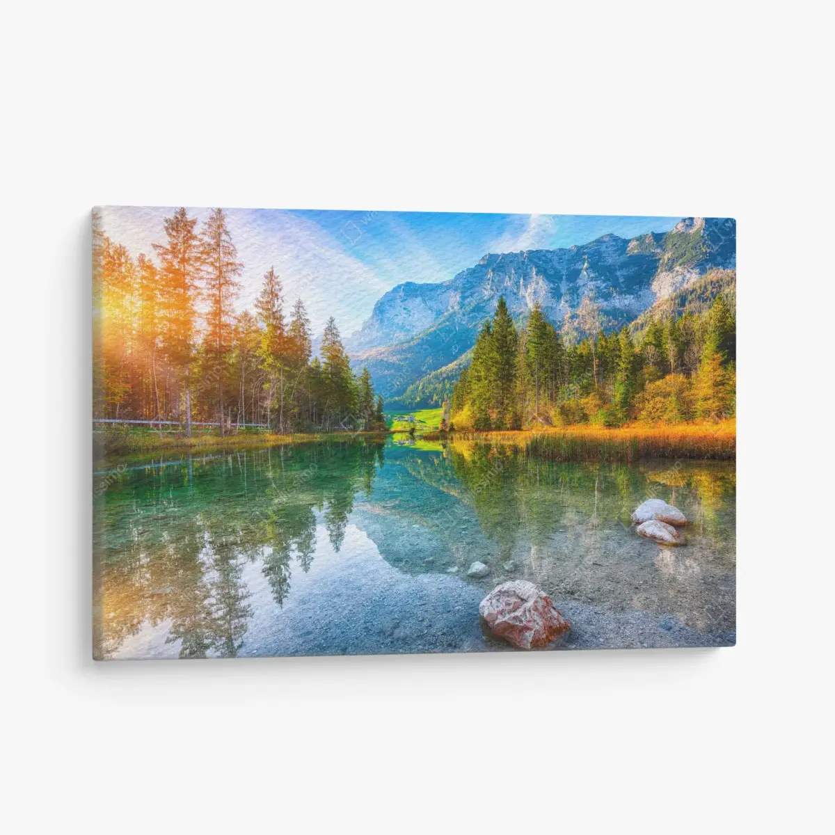 Leinwandbild Hintersee herbstliche see- und bergspiegelung – Pixers®