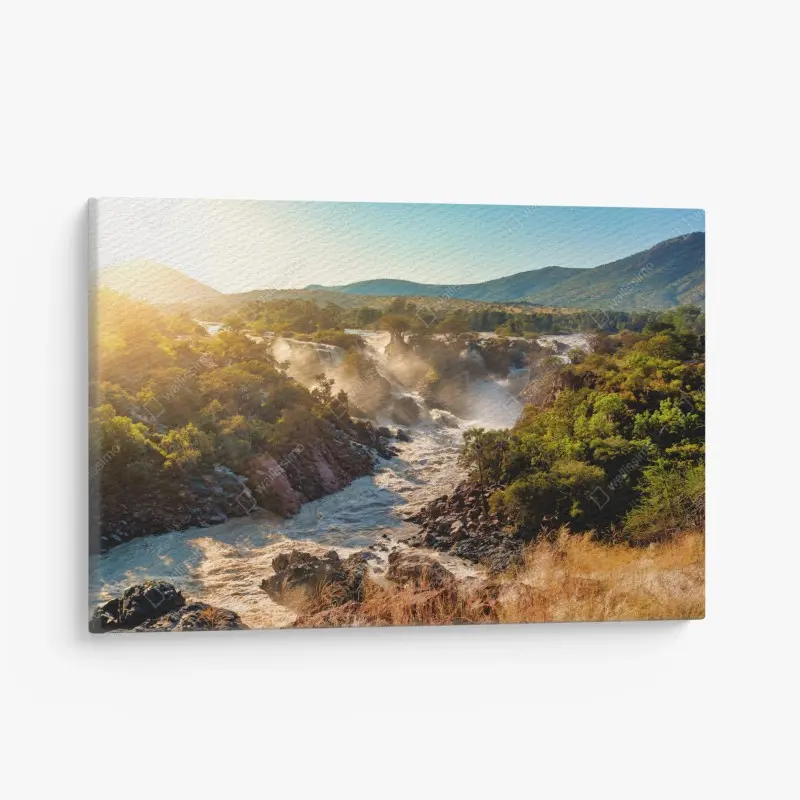 Leinwandbild sonnenaufgang über Epupa-wasserfälle