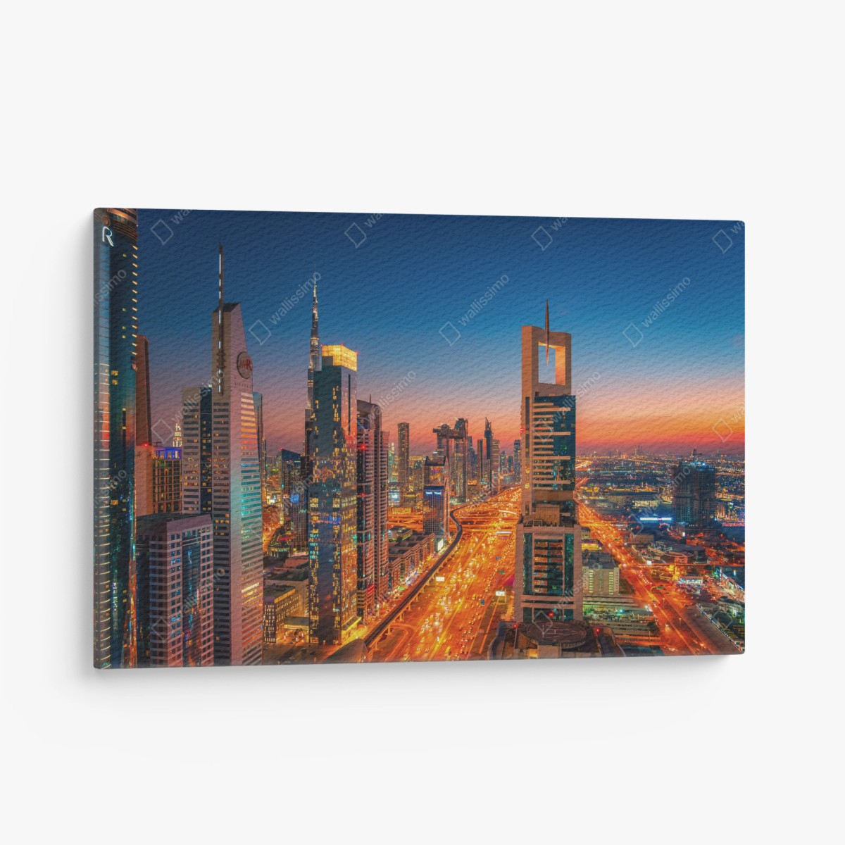 Leinwandbild Dubai skyline bei dämmerung – Pixers®