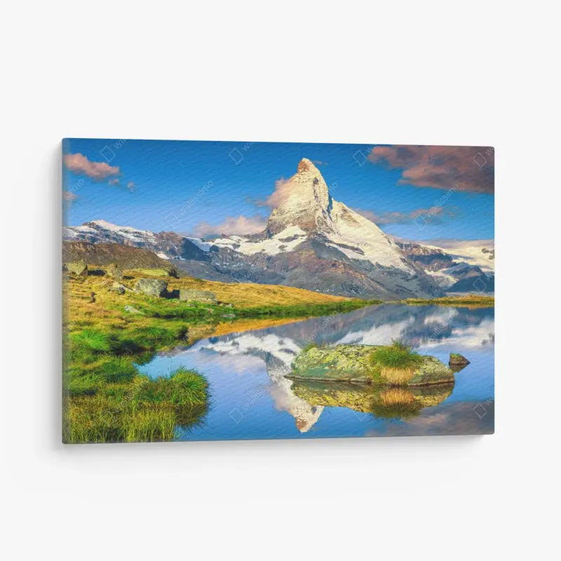 Leinwandbild majestätisches Matterhorn gespiegelt im alpensee