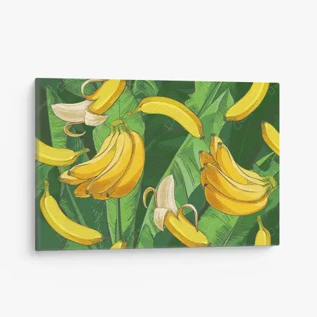 Leinwandbild tropisches bananenmuster mit bananenblättern – Pixers®