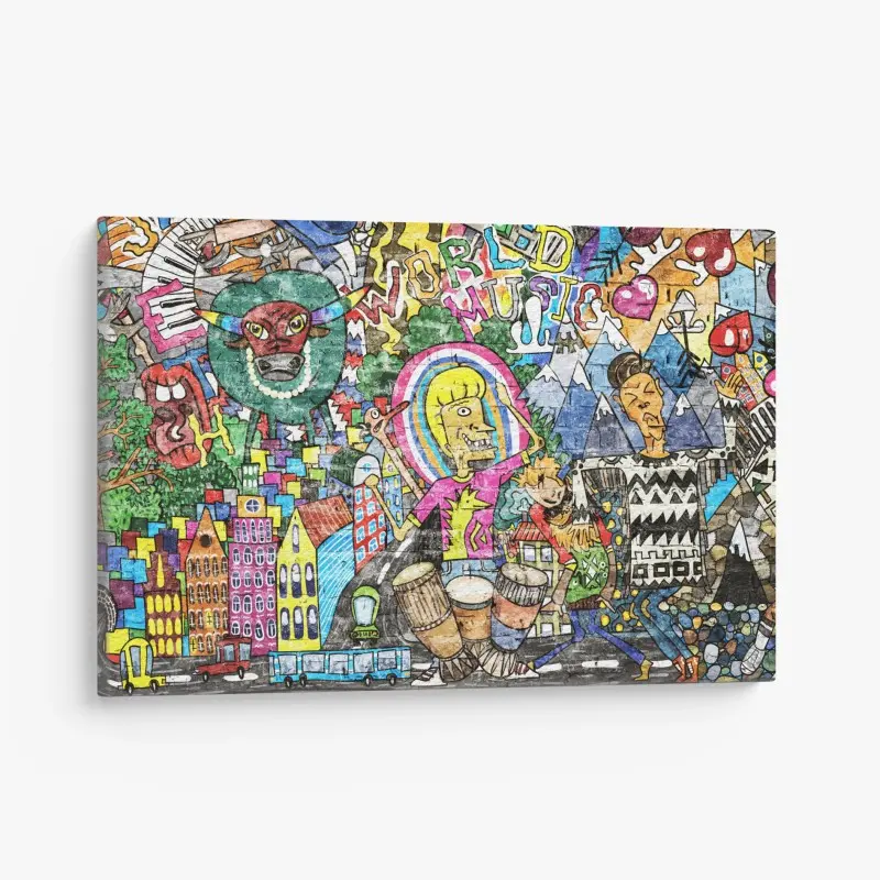 Leinwandbild farbenfrohes graffiti-wandbild