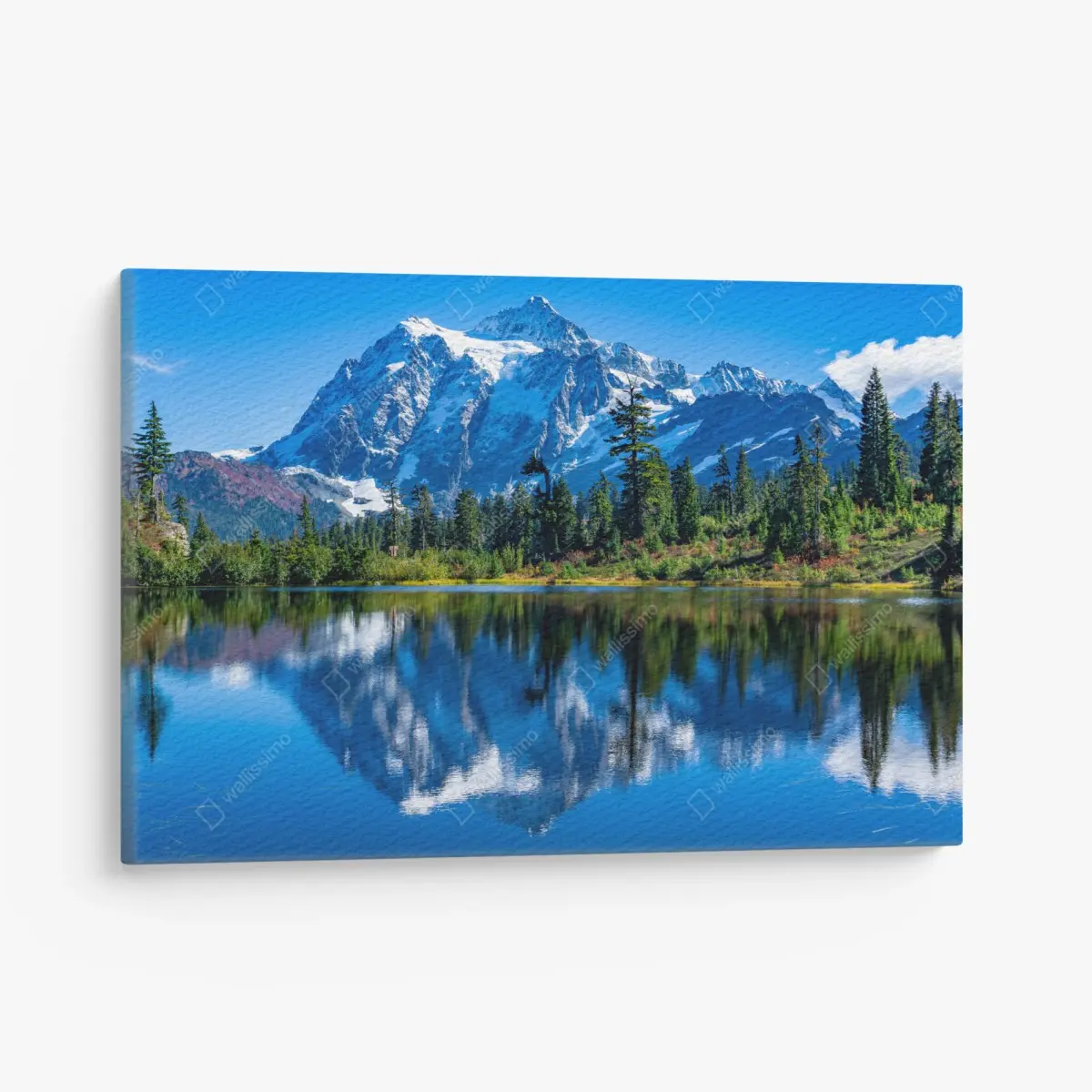 Leinwandbild majestätische bergspiegelung über dem see – Pixers®