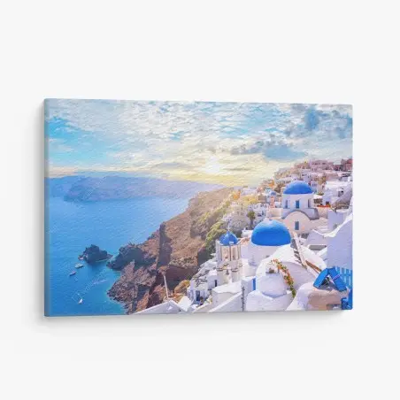 Leinwandbild sonniges Oia auf der caldera von Santorini – Pixers®