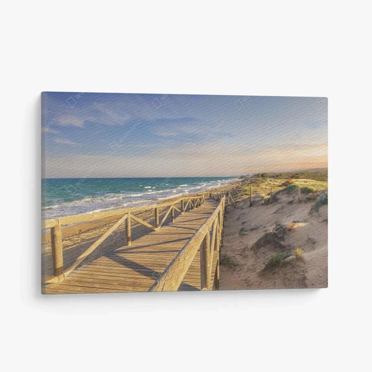 Leinwandbild hölzerner steg zum strand von Guardamar – Pixers®