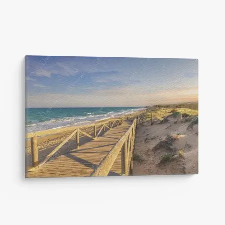 Leinwandbild hölzerner steg zum strand von Guardamar – Pixers®