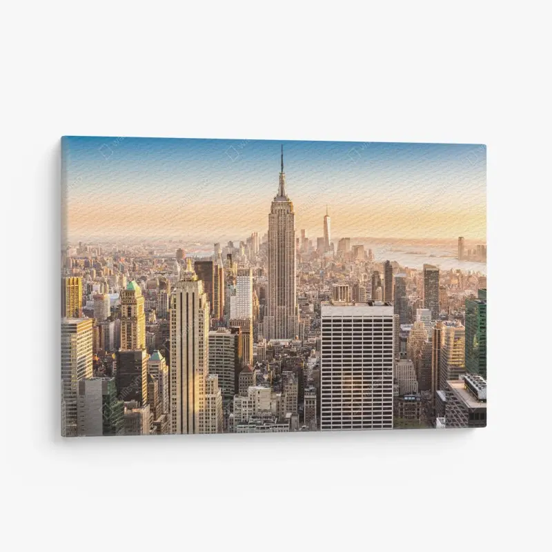 Leinwandbild New York skyline bei goldenem licht