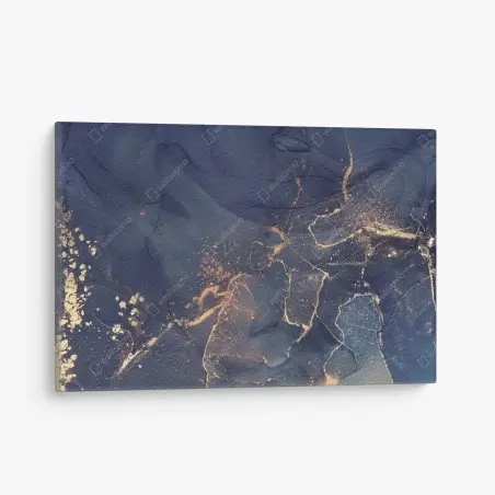 Leinwandbild dunkelblaue marmor-abstraktion mit goldenen adern – Pixers®