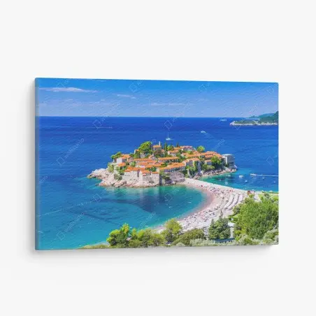 Leinwandbild Sveti Stefan, Montenegro historischer inselkurort – Pixers®