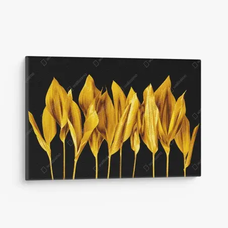 Leinwandbild goldene blätter auf schwarzem hintergrund – Pixers®