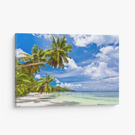Leinwandbild tropischer strand mit palmen – Pixers®